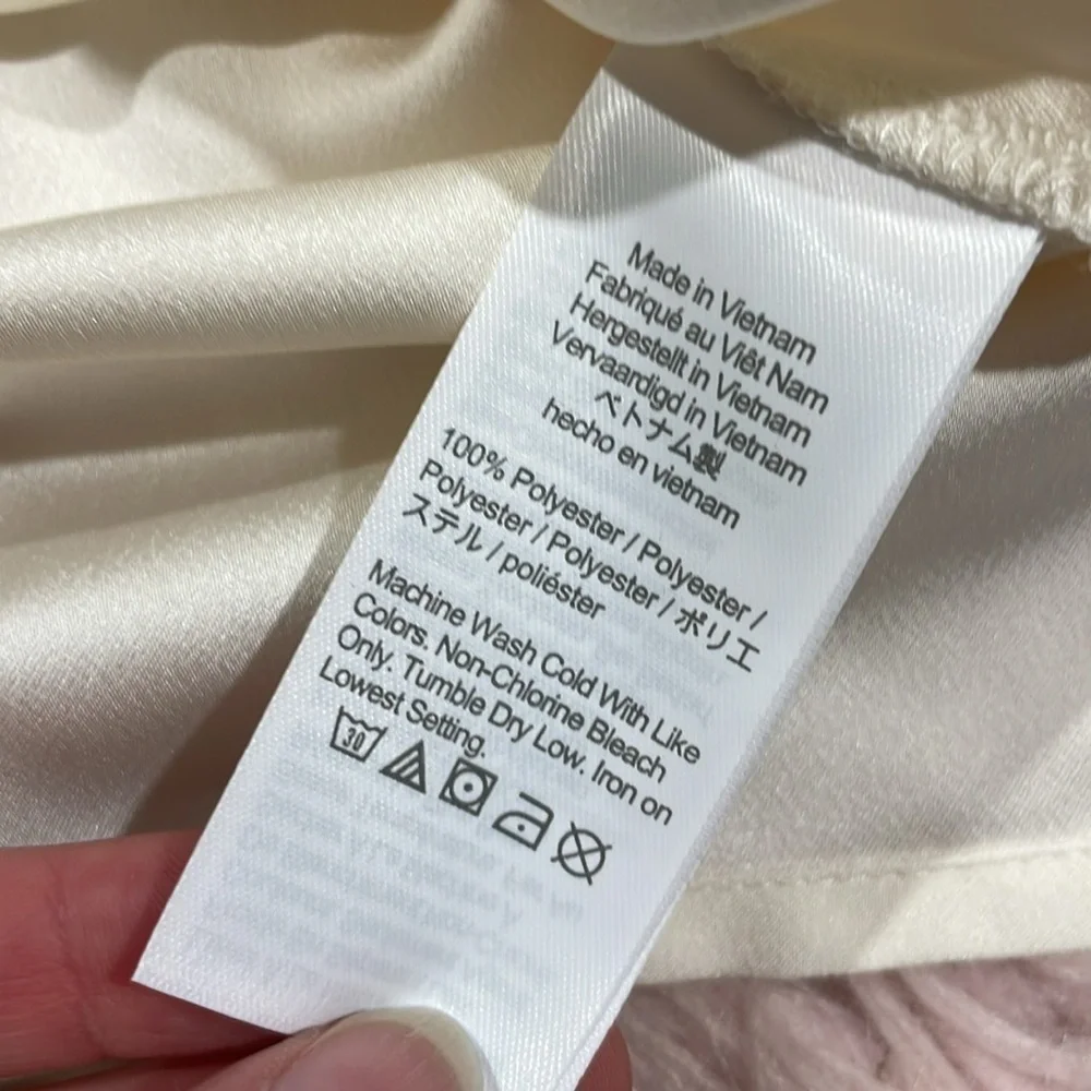NWT J. Crew Puff-Sleeve Satin-Back Crepe Top Ivory Petite